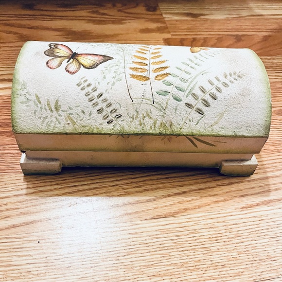 Vintage Other - Vintage Dubious Designs Hand Painted Wooden Jewelry Box Butterflies